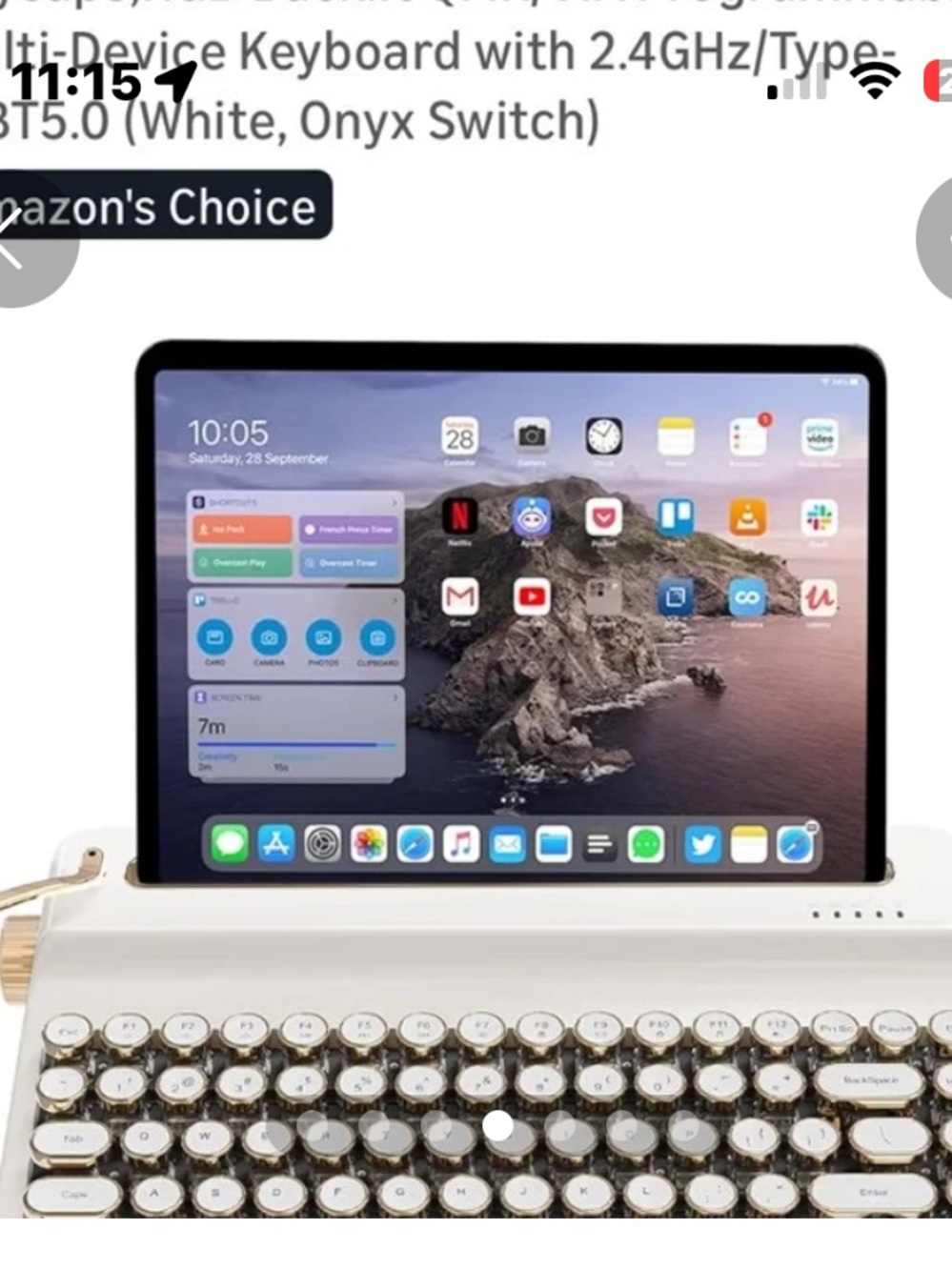 YUNZII White & Rose Gold Retro Typewriter Keyboard